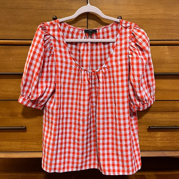 J. Crew Scoopneck puff-sleeve top in drapey gingham
Size Small - Picture 2 of 9